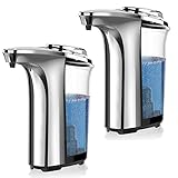 PZOTRUF Automatic Soap Dispenser, Touchless Dish Soap Dispenser 17oz/500ml with Upgraded Infrared Sensor, 5 Adjustable Soap Dispensing Levels, Liquid Hand Soap Dispenser for Bathroom (Silver Set)
