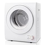 ROVSUN 110V Portable Clothes Dryer, High End Laundry Front Load Tumble Dryer Machine with Stainless Steel Tub & Simple Control Knob for Apartment, Dorm-850W, White