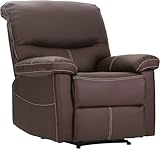 Recliner Chair Single Recliner Sofa for Adults PU Leather Lazy Boy Recliner Sofa Couch Manual Reclining Chair for Living Room, Bedroom, Home Theater Seating, Brown