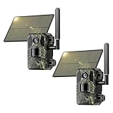 SEHMUA 4G LTE Cellular Trail Cameras 2 Pack,Live Streaming Game Camera Built-in SIM Card 0.2s Trigger Speed Motion Activated Solar Trail Camera with Night Vision IP66 Waterproof