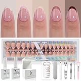 SXC Cosmetics French Tip Press On Nails - Skin Tone Nude and Color Series, XS Almond X-Pro Tips Starter Kit ST118KIT