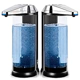 Secura 2 Pcs 17oz Touchless Battery Operated Automatic Liquid Soap Dispenser Set w/Adjustable Soap Dispensing Volume Control Dial, Suitable for Bathroom Countertop or Kitchen Sink (Chrome)
