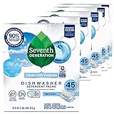 Seventh Generation Dishwasher Detergent Packs Free & Clear Pack of 5 for sparkling dishes Dishwasher tabs 45 count