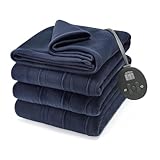 Sunbeam Royal Ultra Fleece Heated Electric Blanket Full Size, 84" x 72", 12 Heat Settings, 12-Hour Selectable Auto Shut-Off, Fast Heating, Machine Washable, Warm and Cozy, Indigo