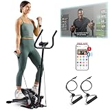 Sunny Health & Fitness Smart Compact Elliptical Cross Trainer with Handlebar and Exercise Bands, Magnetic Resistance, Senior Home Workout Machine, Free SunnyFit App Bluetooth Connectivity - SF-E323057