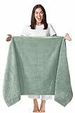 TEXTILOM 100% Turkish Cotton Oversized Luxury Bath Sheets, Jumbo & Extra Large Bath Towels Sheet for Bathroom and Shower with Maximum Softness & Absorbent (40 x 80 inches)- Green