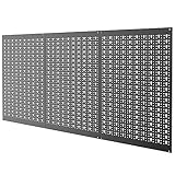 TORACK 3Pcs Metal Pegboard Panels for Garage Wall Utility Tools Pegboard Storage System for Workbench, Modular Peg Board Organizer Board Kit(Pack of 3, Black)