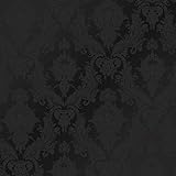 Tempaper Textured Black Damsel Removable Peel and Stick Damask Wallpaper, 20.5 in X 16.5 ft, Made in the USA