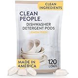 The Clean People Dishwasher Pods - Dishwasher Detergent Pods - Cuts Grease & Rinses Sparkling Clean - Residue-Free - Fragrance Free Dishwashing Pods - Lemon, 120 Pack