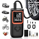 Tire Inflator Portable Air Compressor - 20000mAh & 150PSI Cordless Air Pump for Car Tires with Pressure Gauge & LED Light, 2X Faster Inflation Electric Air Compressor for Car Bikes, Motorcycle, Ball