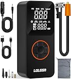 Tire Inflator Portable Air Compressor-Air Pump 150PSI Cordless Electric for Car, Motorcycle, Bike, Ball, with Tire Gauge Pressure, Dual-Use Type (Black)