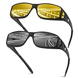 Tnnaiko Night Driving Glasses for Men Women, Night Vision Glasses Fit Over Glasses Sunglasses Anti Glare Polarized HD