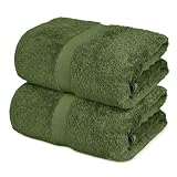 Towel Bazaar Premium Turkish Cotton Super Soft and Absorbent Towels (2-Piece Bath Sheet Towel, Moss Green)