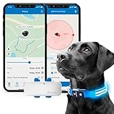 Tractive GPS Pet Tracker with LED Light Up Dog Collar - Waterproof, GPS Location & Smart Activity Tracker, Unlimited Range (Blue, Large)