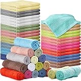 Tudomro 52 Pack Wash Cloths Bulk 13" x 13" Cotton Washcloths for Face and Body, Face Towels Bath Rags Facecloths Absorbent Multicolor Multipurpose for Bathroom Guestroom Hotel Spa Shower Travel