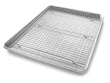 USA Pan 1607CR Bakeware Extra Large Sheet Baking Pan and Bakeable Nonstick Cooling Rack Set, XL, Metal