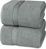 Utopia Towels - Luxurious Jumbo Bath Sheet 2 Piece - 600 GSM (35X70 Inches) 100% Ring Spun Cotton - Highly Absorbent and Quick Dry Extra Large Bath Towel - Super Soft Hotel Quality Towel (Cool Grey)