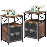 VECELO Nightstand Set of 2 with Drawer, Modern Night Stand for Bedroom, End Side Table for Living Room,Bedroom,Office, Easy Assembly