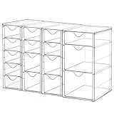 Vtopmart Acrylic Organizer with 16 Drawers (4 Set),Clear Storage Drawers for Office Supplies,Desk Organization and Storage for Makeup,Jewelry,Art Crafts