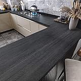 WESTICK Black Wallpaper Peel and Stick Wood Grain Contact Paper 36