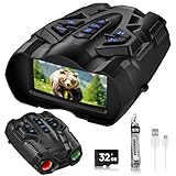 WISHBETY Night Vision Goggles,4K Night Vision Binoculars for Adults,3.5 Inch Screen,9 Levels IR Mode and 10X Digital Zoom for Outdoor Enthusiasts and Animal Watchers,32GB TF Card for Photos and Videos