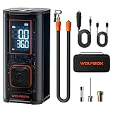 WOLFBOX 12000mAh&150PSI Heavy Duty Tire Inflator Portable Air Compressor,Double- cylinder 58LPM Fast Air Pump for Car Tires,3.5'' LED Display,20'' Hose,Air Compressor for Car,Pickup Truck,Bike