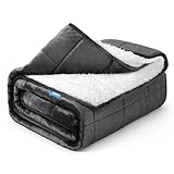 Weighted Blanket 15 lbs 60x80 inches, Sherpa Fleece Throw Blanket for Adult, Fuzzy Fluffy Soft Cozy Heavy Blanket for Couch Sofa, Plush Thick and Warm Winter Blanket Queen Size Bed