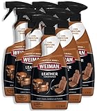 Weiman Leather Cleaner & Conditioner - 22 fl. oz. [6 Pack] Restores Leather Surfaces - UV Protectants Help Prevent Cracking or Fading of Leather Couches, Car Seats, Shoes, Purses