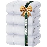 White Classic Luxury Bath Towels Set of 4 Large - 700 GSM Cotton Ultra Soft Bath Towels 27x54 | Highly Absorbent and Quick Dry | Hotel Towels for Bathroom Luxury, Plush Shower Towels, White