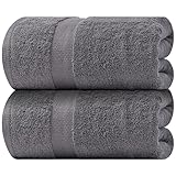 White Classic Luxury Soft Bath Sheet Towels - 650 GSM Cotton Luxury Bath Towels Extra Large 35x70 | Highly Absorbent and Quick Dry | Hotel Quality Extra Large Bath Towels Oversized, Dark Gray, 2 Pack