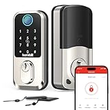 Wi-Fi Smart Deadbolt Keyless Entry: 9-in-1 Hornbill Smart Lock for Front Door, Smart Deadbolt Lock, Electronic Keypad Code Fingerprint Unlock, Works with Alexa for Home Office Hotel, Satin Nickel
