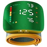 Wrist Blood Pressure Monitor with Green LED Curved Screen, Rechargeable Blood Pressure Machine for Home Use, One-Button Switch Voice and User, 5.31-9.25in Wrist Blood Pressure Cuff, with Storage