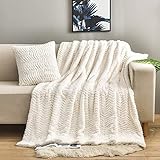 YUSOKI Luxury Double Sided Faux Fur Throw Blanket(Without Pillows),Soft Fuzzy Fluffy Cozy Plush Furry Comfy Warm Blanket for Couch Bed Chair Sofa Bedroom Women Teen Girls Gift(Ivory,50