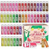 Yopela 130 Pack Natural Lip Balm Bulk with Vitamin E and Coconut Oil - Moisturizing, Soothing, and Repairing Dry and Chapped Lips - 13 Flavors - Non-GMO 0.15 Oz