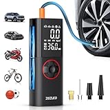 ZGZUXO Tire Inflator Portable Air Compressor, Rechargeable Air Pump for Car Tires, 150PSI Portable Tire Inflator for Car, Cordless Bike Tire Pump with Pressure Gauge, LCD Dual Screen, Motorcycle Pump