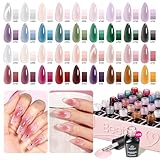 beetles Gel Polish 53 PCS Gel Nail Polish Set, 36 Colors Gel Polish with Base Coat Glitter Top Matte & Stars Top Coat Jelly Pink Milky Gel Orange Red Crystal Ice Collection Gifts for Women