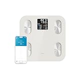 mooas Smart Health Care LCD Scale Pro (Ivory), Digital Bluetooth Smart Scale Bathroom Scale, Accurate Body Fat, Muscle Mass, Weight, Large Display, Tempered Glass, Multi-User, Various Health app sync