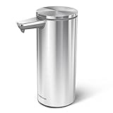 simplehuman 9 oz. Touch-Free Rechargeable Sensor Liquid Soap Pump Dispenser, Brushed Stainless Steel