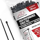 11-inch Black Zip Ties Heavy Duty UV Resistant Nylon Cable Ties, 50lb Tensile Strength, 1000-Pack - Durable Wire Ties, Heavy Duty Tie Strap Indoor and Outdoor Cable Management Solution by ARMOUR TIES