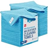 16" x 16" All Purpose Microfiber Towels - 50 Pack - Reusable Wash Cloths, Dust, Kitchen, Car, Shop Rags for Cleaning (Blue)