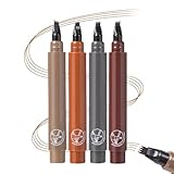 2 in 1 Magic Eyebrow Pencil, 2024 New 3D Waterproof Microblading Eyebrow Pen, 4 Fork Tip Pencil with Liquid Eyeliner Tip, 2 in 1 Eyebrow Pencil for Natural Looking Eye Makeup (Color*4)