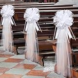 30 Set Wedding Pew Bows with Long Tulle Tails Wedding Aisle Decorations Church Chair Aisle Decorations Wedding Car Decoration Big Bows for Bridal Shower ReceptionAnniversary