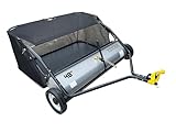 48-Inch Tow-Behind Lawn Sweeper, 10" Nylon Brushes, Universal Tractor/ATV Hitch, Never-Flat Wheels, Adjustable Height, 1-Year Warranty, Ideal for Leaves, Grass & Debris