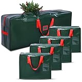 5 Pcs Christmas Tree Storage Bag Garland Bags Holiday Artificial Disassembled Tree with Reinforced Handles Waterproof Christmas Tree Container 4 Pcs Wreath Storage Container (Green,9 Ft)