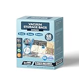 5-Star Vacuum Storage Bags, Space Saver Bags 8 Pack (2 Jumbo, 2 Large, 4 Medium) Compression for Comforters and Blankets, Sealer Clothes Storage, Hand Pump Included.