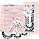 50 Pcs Heart Shaped Measuring Spoons Stainless Steel Measure Spoons for Bridal Shower Favors Wedding Favors Baby Shower Birthday Party Gift and Souvenirs for Guests with Individual Package (Pink)