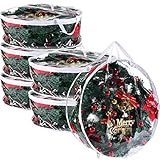 6 Pieces Clear Christmas Wreath Storage Container 24 Inches Xmas Wreath Storage Bag Plastic Christmas Garland Container with Dual Zippers and Reinforced Handles for Xmas Seasonal Wreath (Clear)