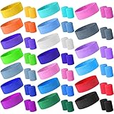 60 Pieces Sweatbands Set Includes 20 Pieces Sports Headband and 40 Pieces Wristbands Sweatbands Colorful Terry Cloth Wristbands for Working Out Tennis Gym 80s Sweat Band for Athletic Men and Women