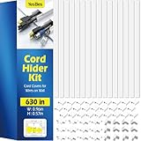 630in Cord Hider Kit, Paintable Cable Raceway, Cord Covers for Wires on Wall, Cord Hider for Wall Mount tv, tv Cable Hider Wall kit, Wire Covers for Cords, 40X L15.7in X W0.96in X H0.57in, White