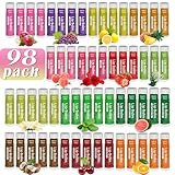 98 Pack Natural Lip Balm Bulk with Vitamin E and Coconut Oil - Moisturizing, Soothing, and Repairing Dry and Chapped Lips - 14 Flavors - Non-GMO